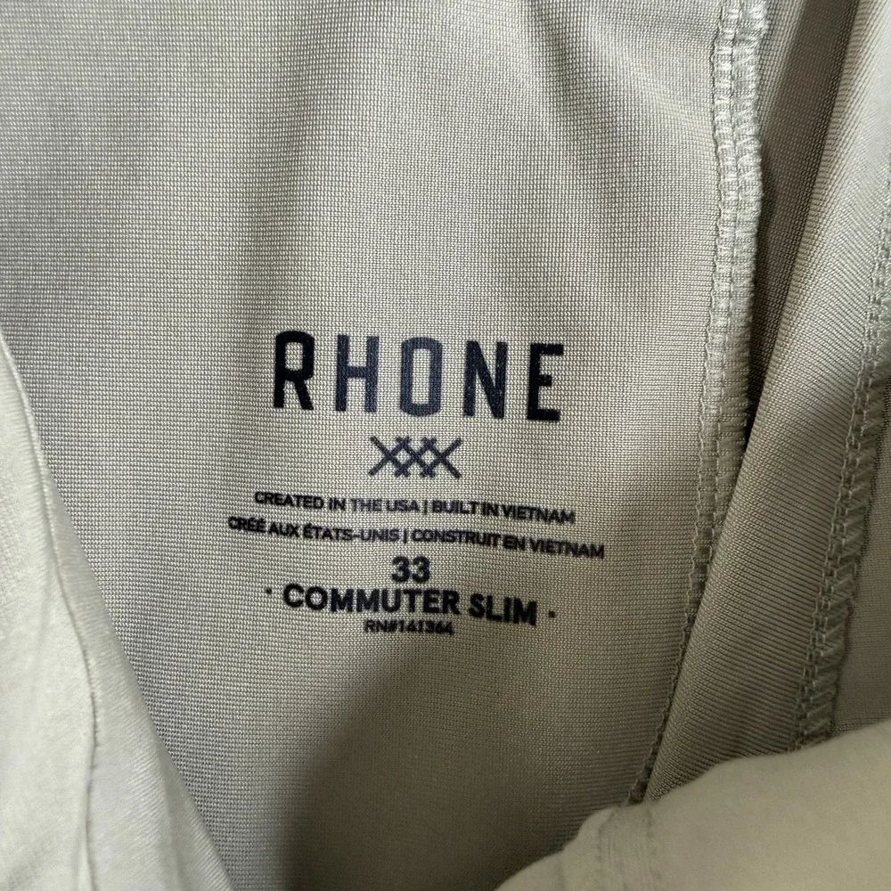 Rhone Commuter Slim Golf Pants Men's Size 33x27 Khaki